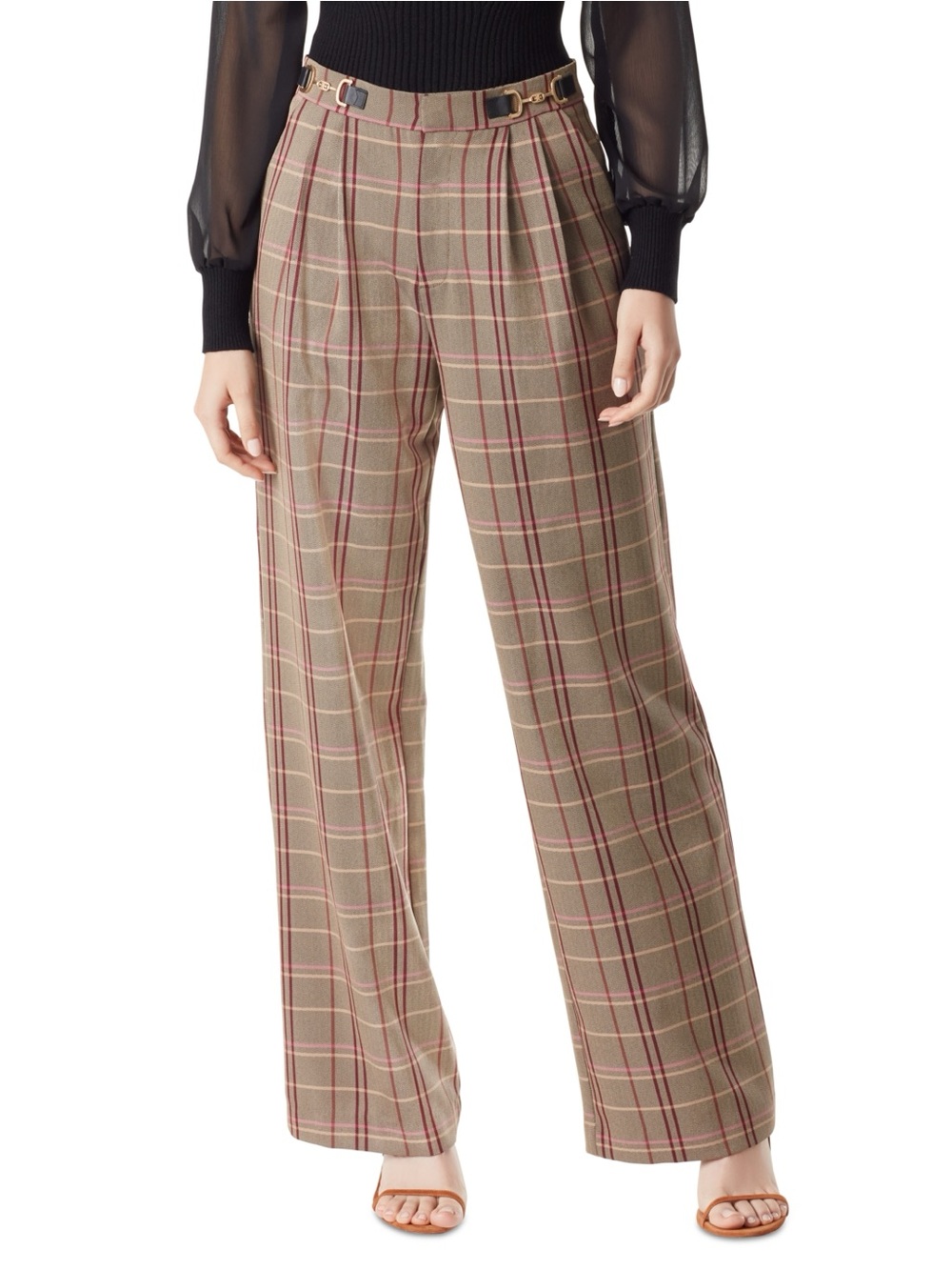 Sam Edelman Codie High Rise Wide Leg Plaid Dress Pants Wild Aster Academia 12